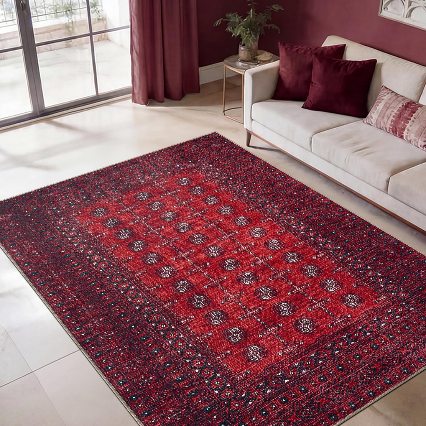 Keen Home Design 3x5 Rug - Machine Washable Entry Rug with Non-Slip Backing, Ideal for Enteryway, Kitchen, Bathroom, Laundry Room - Vintage, Easy Clean, Durable, Low Pile Rug - (3' x 5')