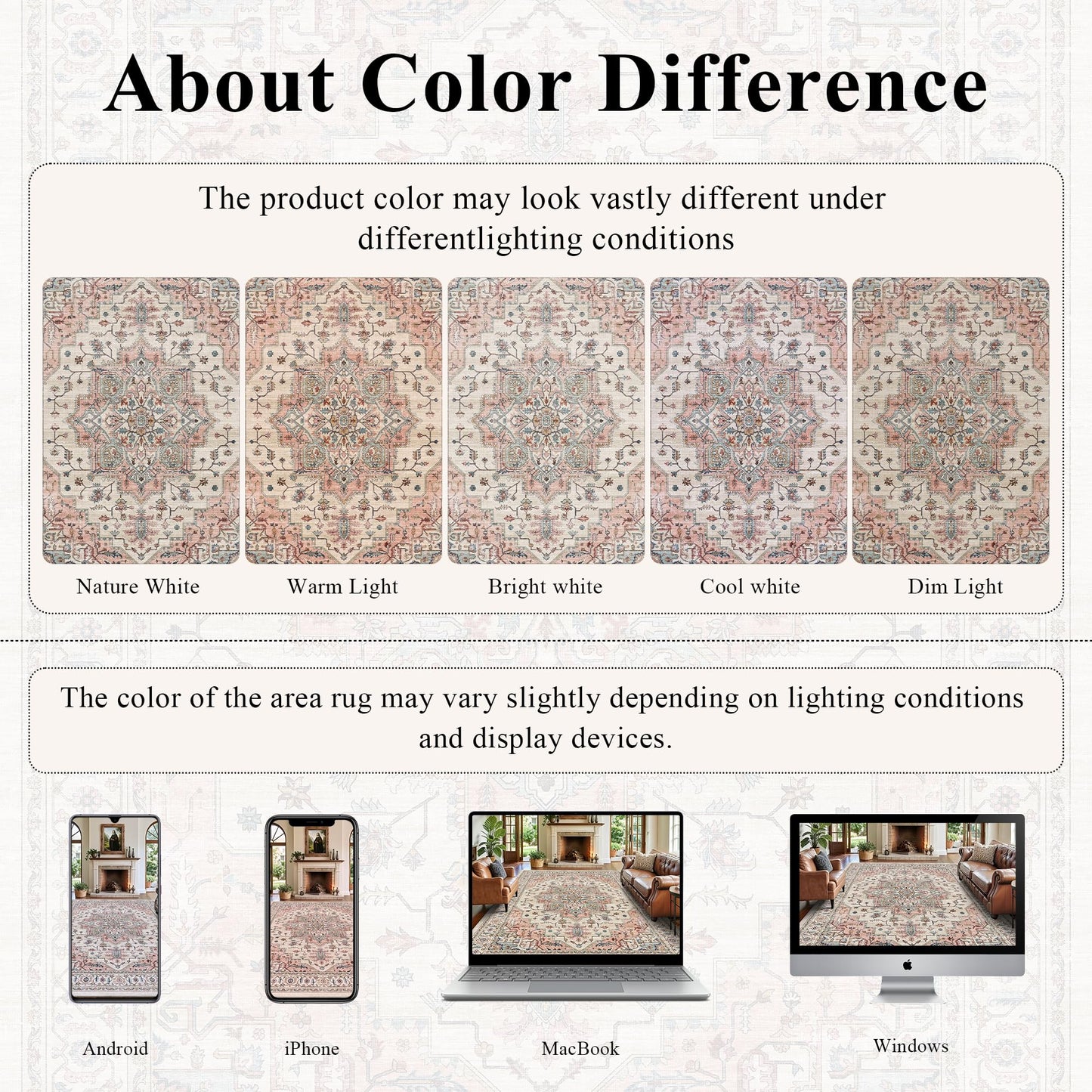 5x7 Area Rugs for Living Room Ultra-Soft Washable Rug Vintage Distressed Boho Area Rug, Non-Slip Retro Print Low Pile Stain Resistant Carpet for Bedroom Dining Room Kitchen Office