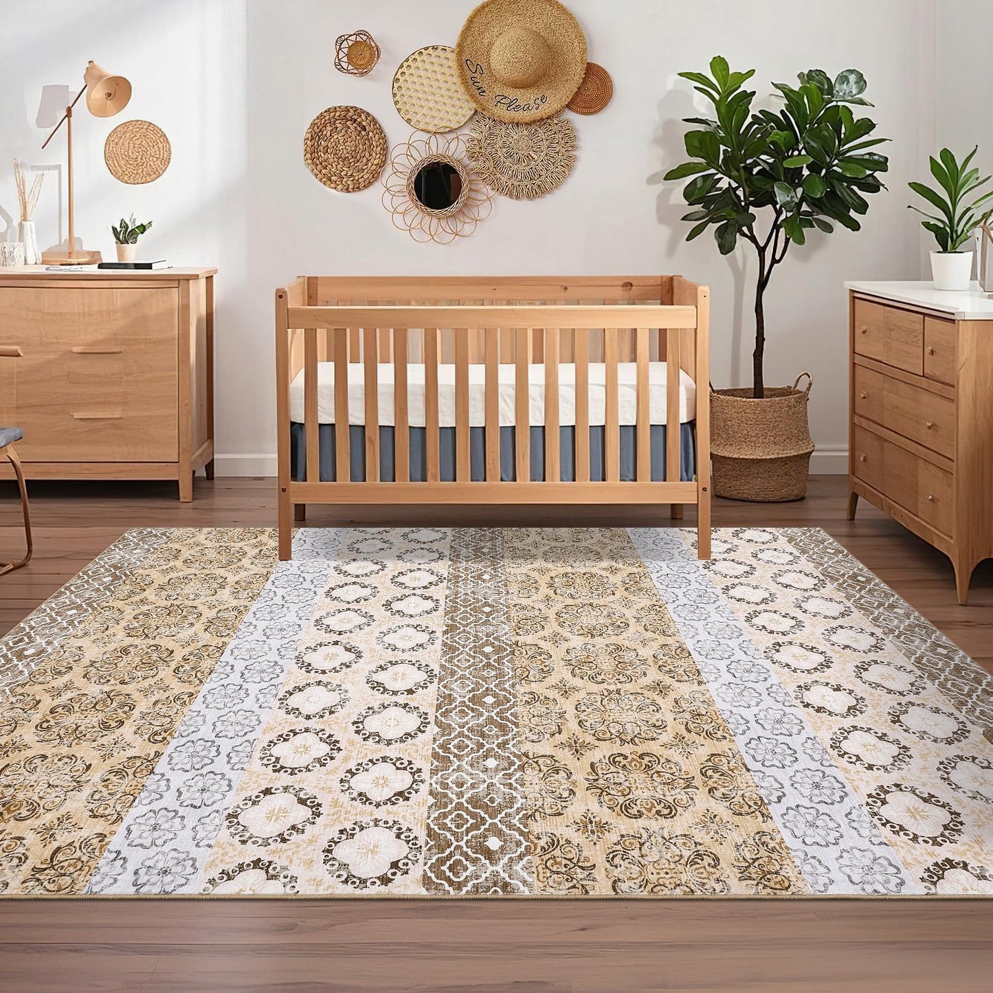 Garvee Washable Rugs 5x7 Dining Room Rugs for Under Table Modern Abstract Accent Rug Non Shedding Low Pile Foldable Carpet Non Slip Contemporary Mat for Bedroom, Nursery, Living Room, Office, Coffee