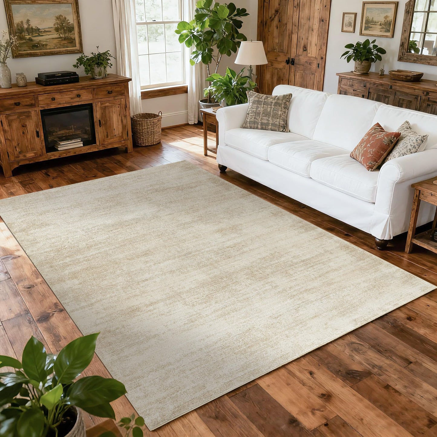 BILEEHOME 6x9 Area Rugs for Living Room, Washable Tan Beige Neutral Abstract Boho Modern Farmhouse Rug for Dining Room Under Table Bedroom Tan Coffee Brown with Beige