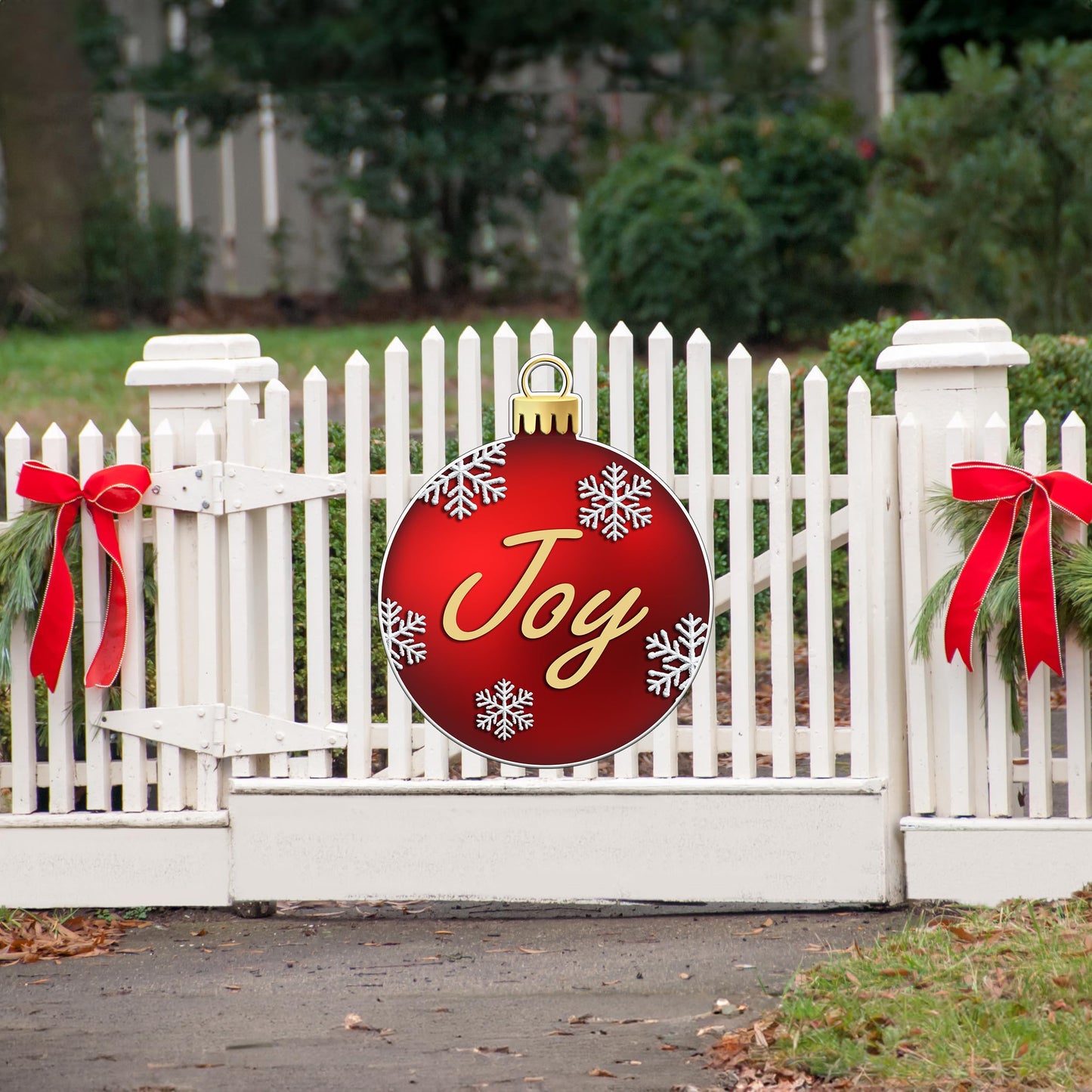Christmas Ornament Joy Red Classic Yard Sign for Home Decor and Lawn Decoration With Stakes Merry Christmas Sign