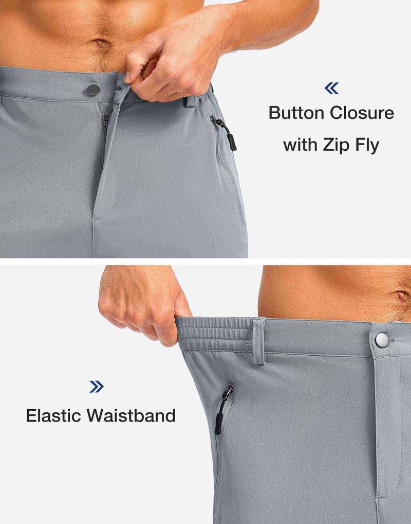 Pudolla Men's Hiking Shorts 11" Lightweight Cargo Work Shorts for Men Summer Travel Golf Casual Outdoor with 5 Pockets(Light Grey Medium)