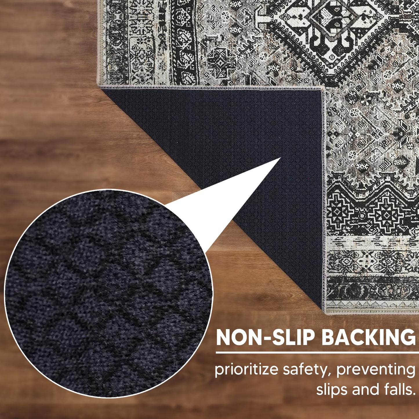 Keen Home Design 3x5 Rug - Machine Washable Entry Rug with Non-Slip Backing, Ideal for Enteryway, Kitchen, Bathroom, Laundry Room - Vintage, Easy Clean, Durable, Low Pile Rug - (3' x 5')