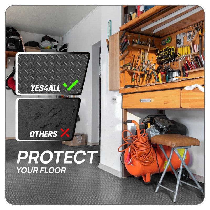 Yes4All EVA Interlocking Mats, Puzzle Floor Tiles, Foam Floor Padding with Border for Furniture, Home Space, Living Room, Garage 11 SQFT