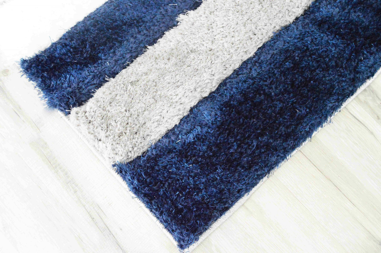 Modern Fluffy Plush Shag Shaggy Rug Hand Carved Thick Soft Geometric Abstract Carpet Vibrant Colors for Living Room Bedroom Office Design 6485 (Navy, 5'2"x7'5")