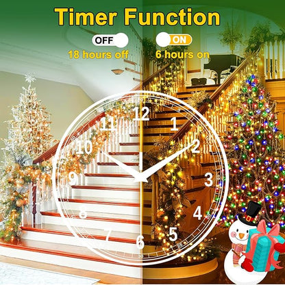 50FT 480 LED Christmas Lights Outdoor Decorations with 90 Drops Timer 8Mode Curtain String Lights Waterproof Plug in Fairy Lights for Indoor,Xmas,Party,Patio,Window,Fence,Trees Decor(Warm White)