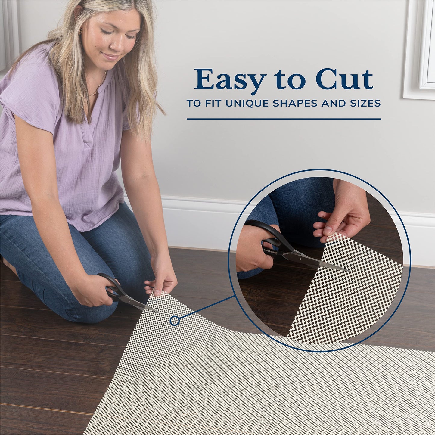 Veken 6x9 Ft Rug Pad Gripper for Hardwood Floors, Non Slip Rug Pads for Area Rugs, Thick Rug Grippers for Tile Floors, Under Carpet Mat, with More Than 99 Pieces Anti-Slip Solid Square Pattern