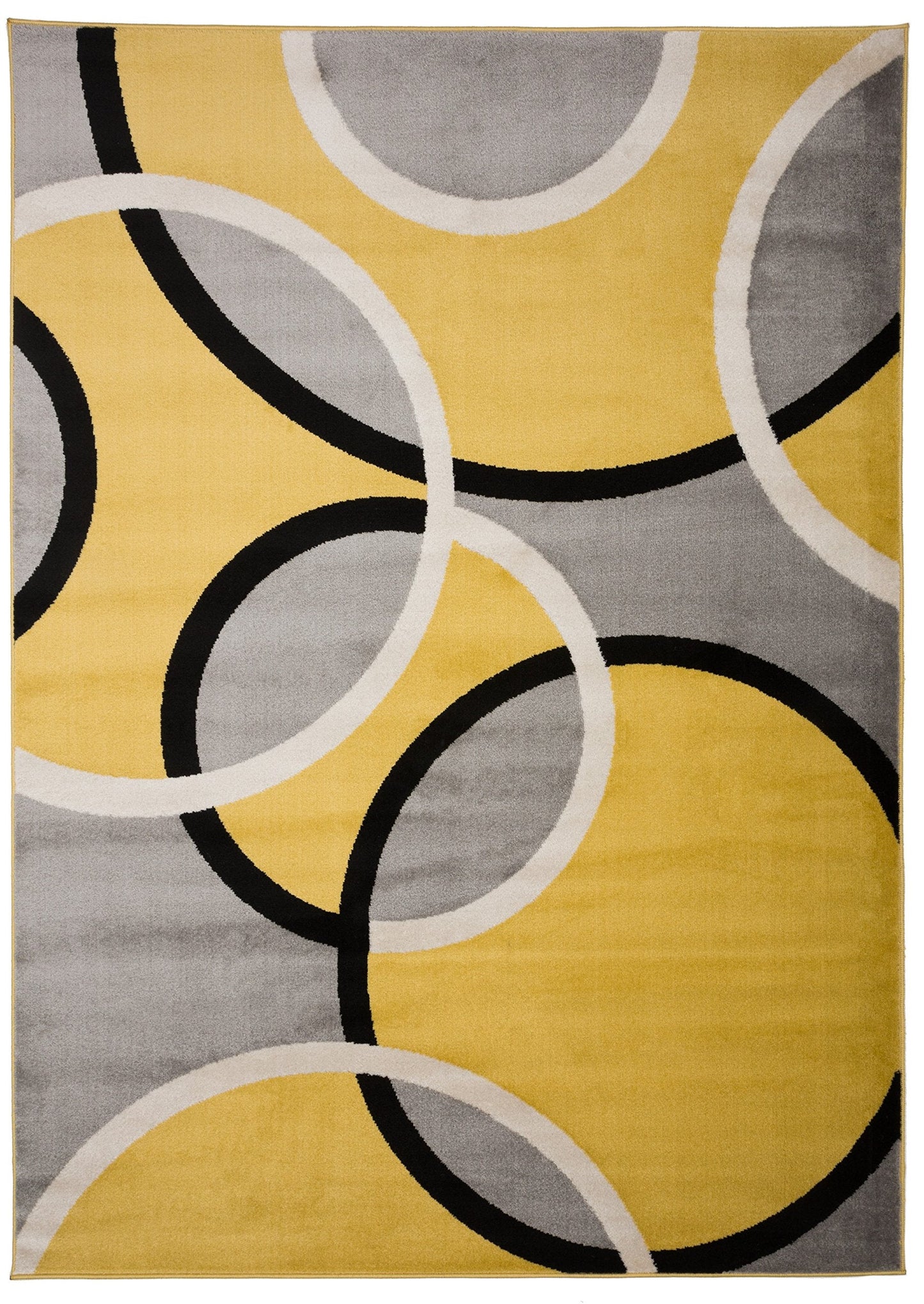 Rugshop Contemporary Abstract Circles Area Rug, Fade-Resistant Carpet for Living Room, Bedroom, or Home Office, Yellow, 5'3" x 7'3"