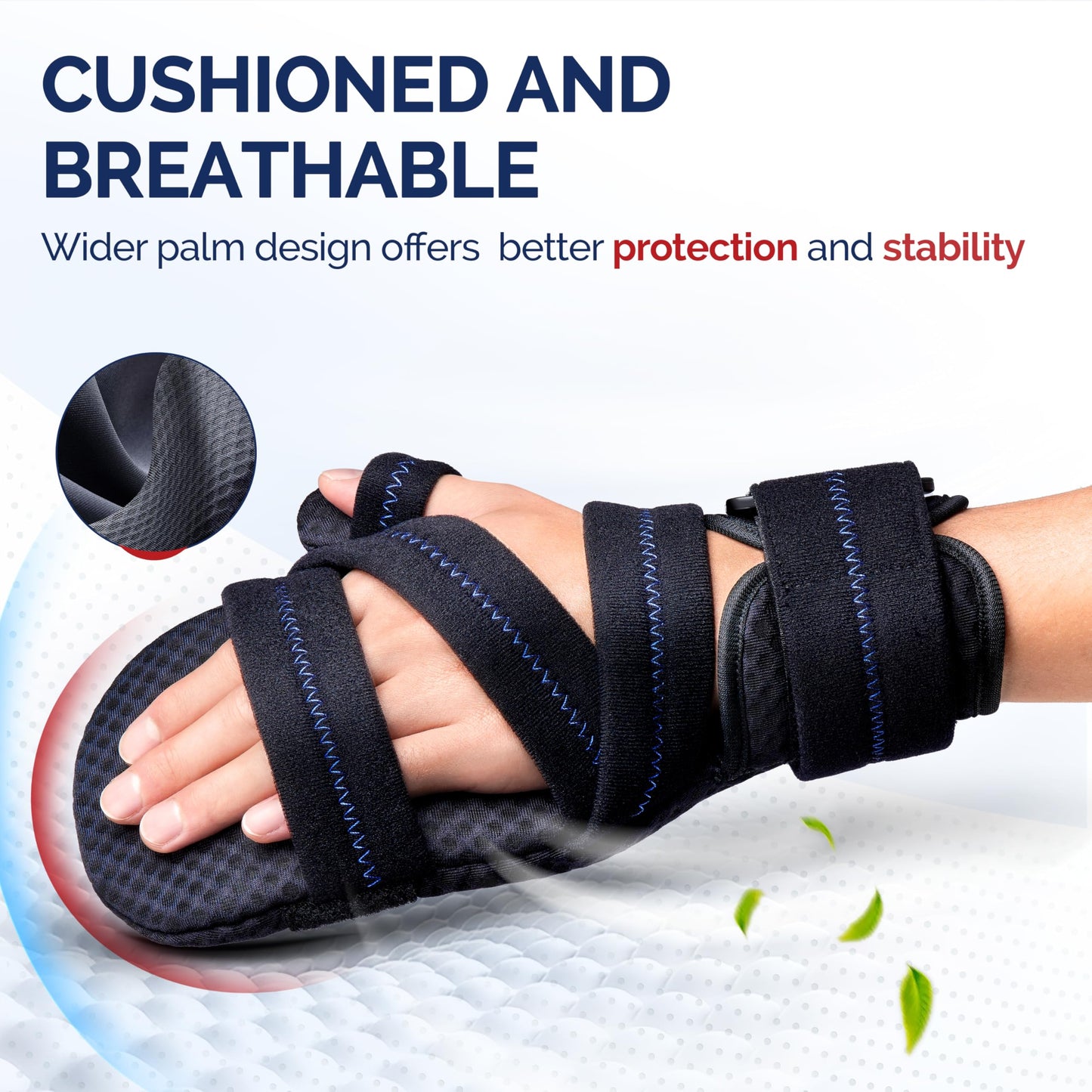 FEATOL Resting Hand Splint with Thumb Support for Men and Women, Adjustable Night Hand Brace Splint for Carpal Tunnel, Arthritis, Tendinitis, Stroke Recovery, Right Small/Medium