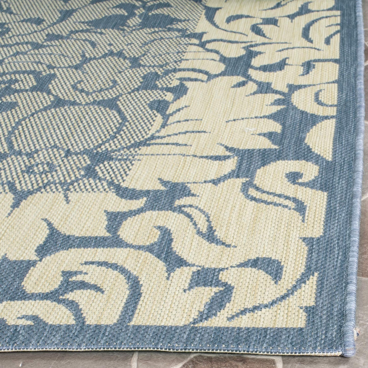 SAFAVIEH Courtyard Collection Accent Rug - 2' x 3'7", Blue & Natural, Non-Shedding & Easy Care, Indoor/Outdoor & Washable-Ideal for Patio, Backyard, Mudroom (CY2727-3103)
