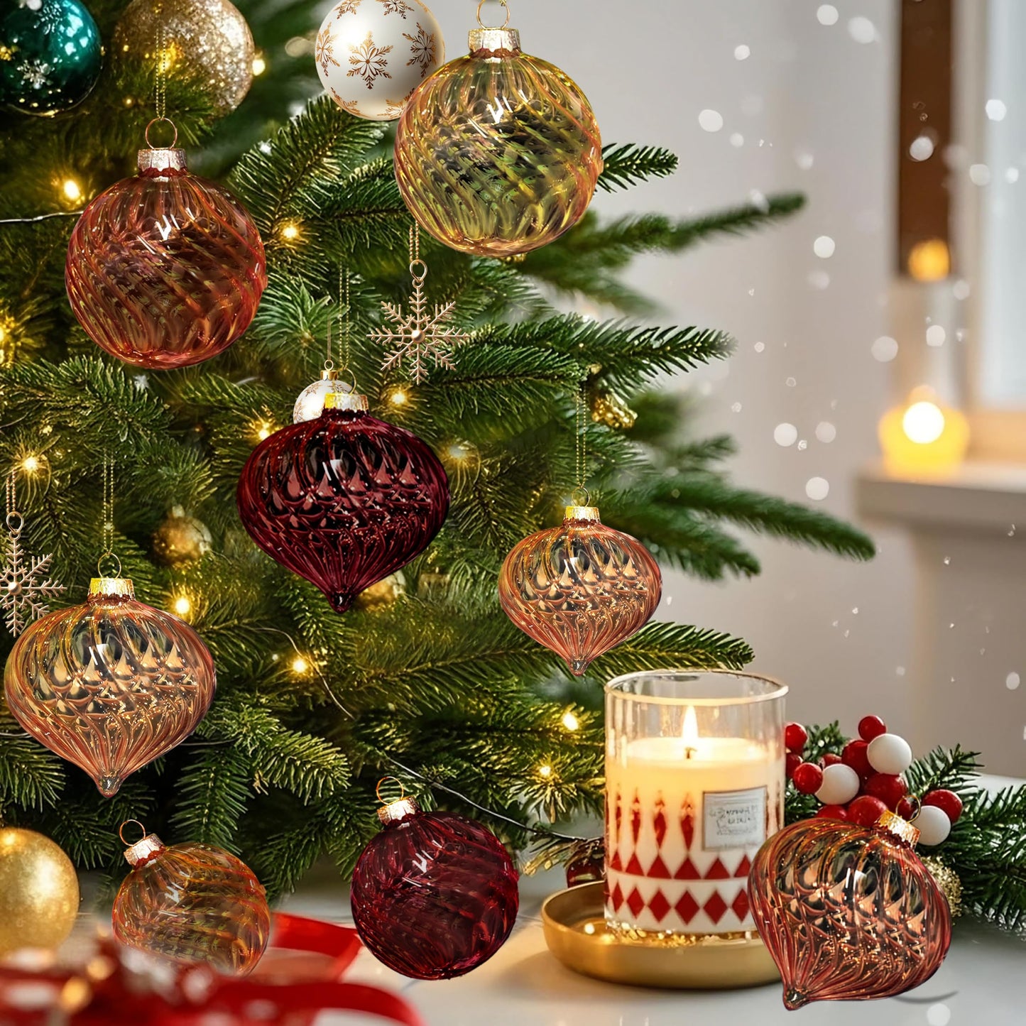OuMuaMua Brown Christmas Ornaments for Tree, 12 Pcs Christmas Hanging Decorations Neutral Glass Ball Ornaments for Xmas Tree Home Winter Holiday Party Decorations