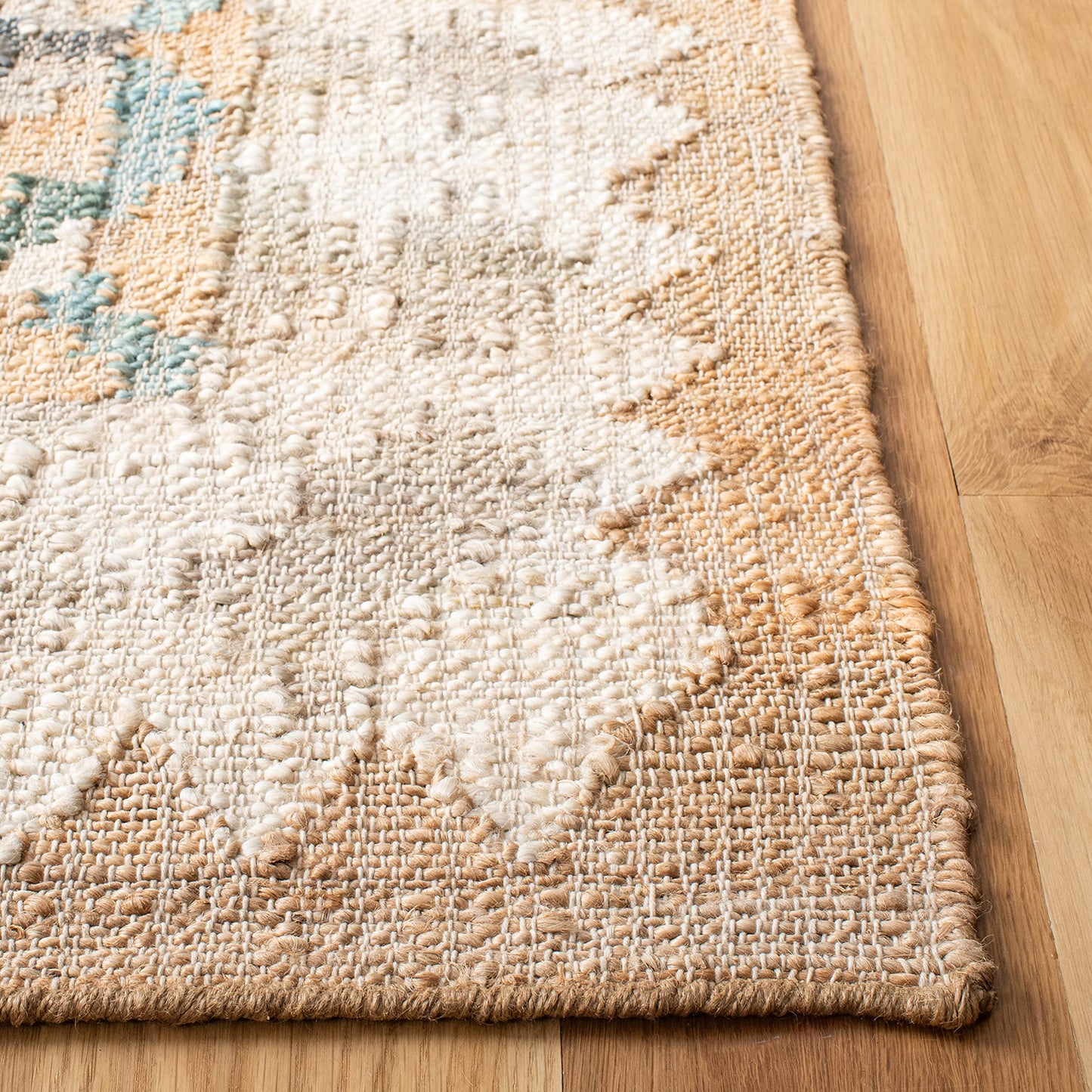 SAFAVIEH Kilim Collection Area Rug - 5' x 8', Blue & Ivory, Handmade Flat Weave Jute, Ideal for High Traffic Areas in Living Room, Bedroom (KLM756M)