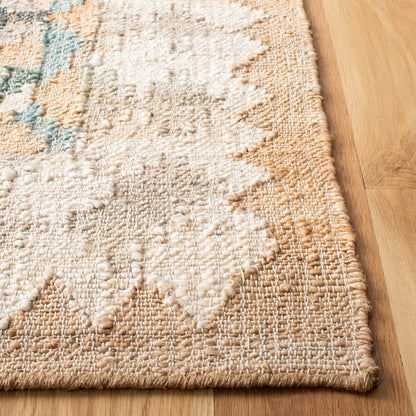 SAFAVIEH Kilim Collection Area Rug - 5' x 8', Blue & Ivory, Handmade Flat Weave Jute, Ideal for High Traffic Areas in Living Room, Bedroom (KLM756M)