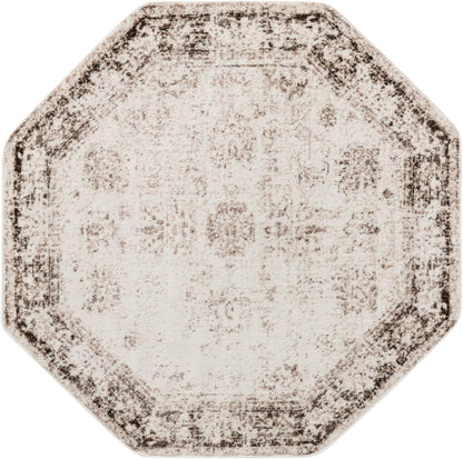 Rugs.com Monte Carlo Collection Rug – 5' Octagon Beige Medium Rug Perfect for Living Rooms, Kitchens, Entryways