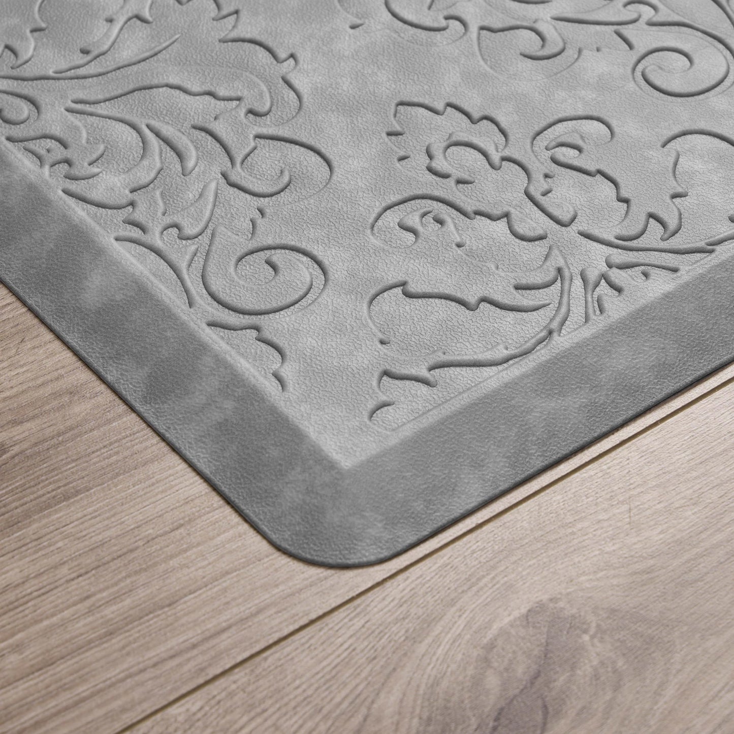 Chef Gear - Anti-Fatigue Gelness Kitchen Mat - Marni Design - Cushioned Comfort Chef Mat - Faux Leather - Cooking & Standing Relief -Skid-Resistant - Measures 17.5"x48" - Grey