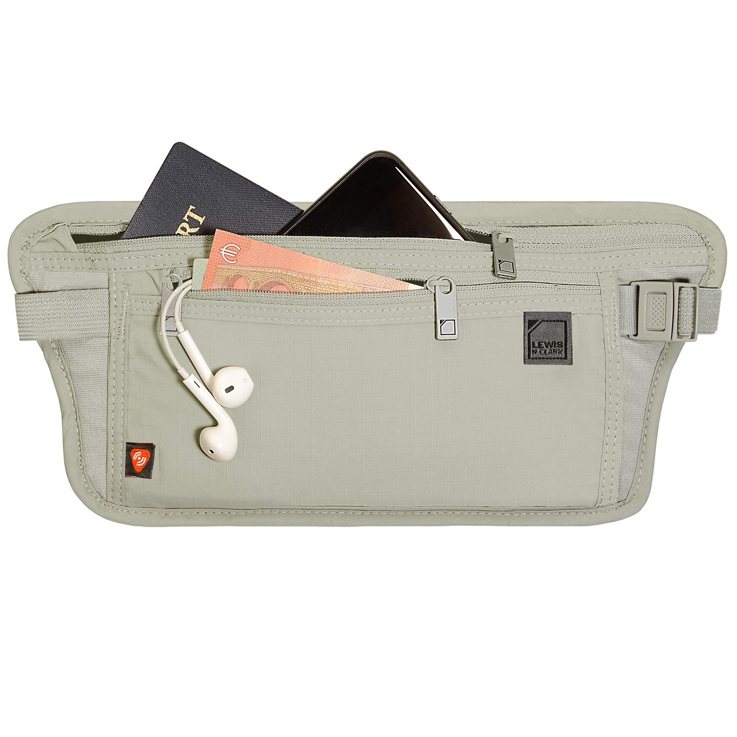 Lewis N. Clark Women's RFID Blocking Money Belt Travel Pouch + Credit Card, ID, Passport Holder for Women & Men, Taupe, One Size