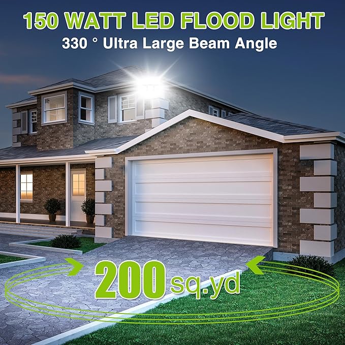 STASUN LED Flood Light Outdoor, Max Series 150W 15000lm 6000K Daylight IP66 Waterproof, Commercial Parking Lot Light, 3 Heads for Yard Street Stadium Floodlight Bright Security Lights for Outdoor Area