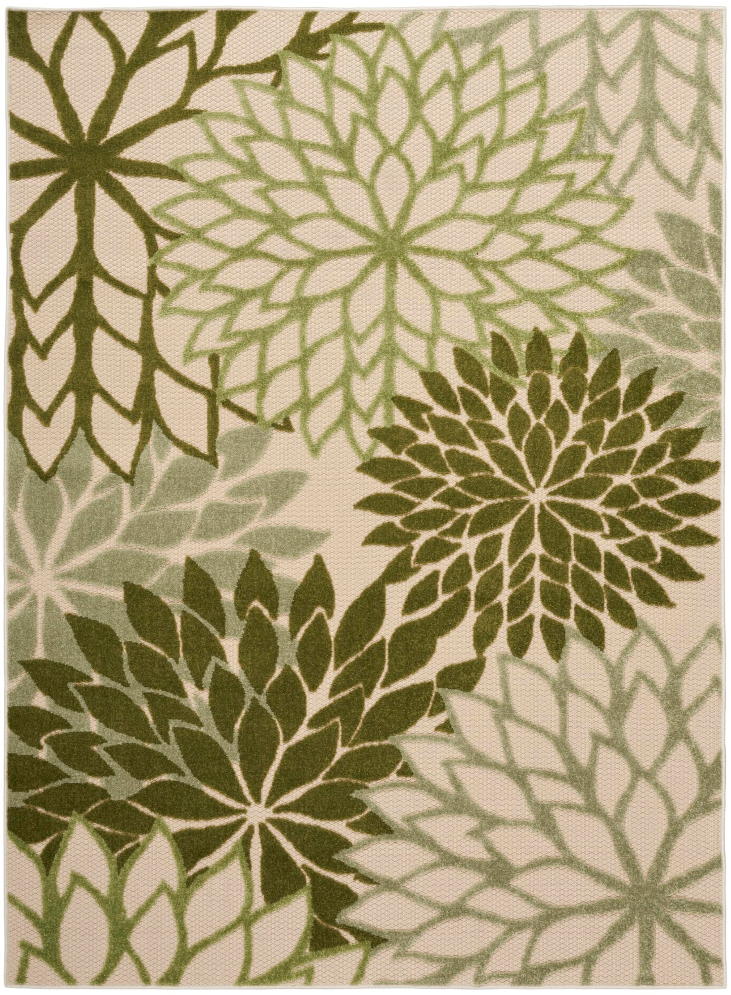 Nourison Home Aloha Tropical Indoor/Outdoor Ivory Green 6' x 9' Area Rug, Easy Cleaning, Non Shedding, Bed Room, Living Room, Dining Room, Backyard, Deck, Patio (6x9)