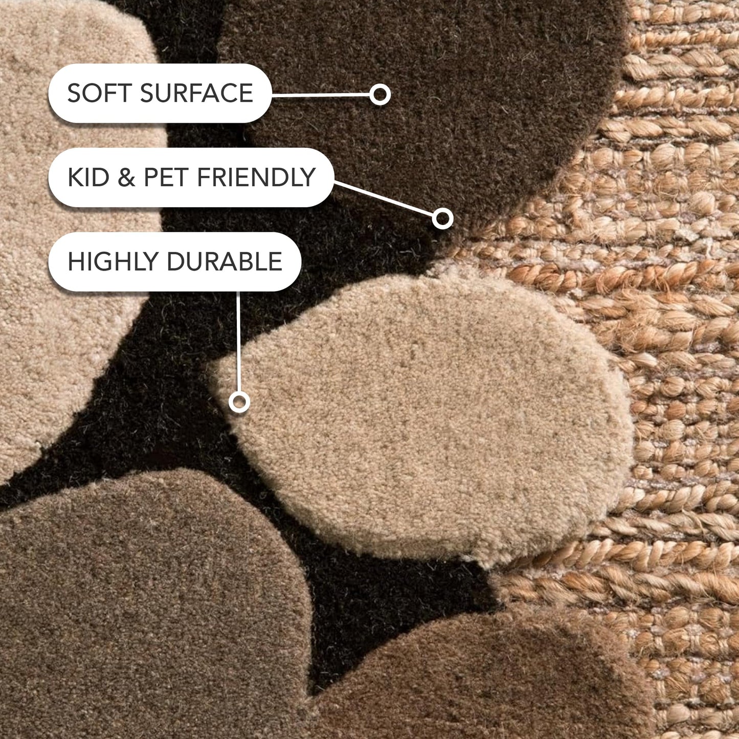 Nuloom Pebbles Natural/Beige, 2'6" x 6', Handmade, Polka Dot, Wool, Soft and Cozy, High Traffic, Stain Resistant, Easy Clean, Durable Runner for Bedroom, Living Room, Dining, Den, Foyer, Entryway