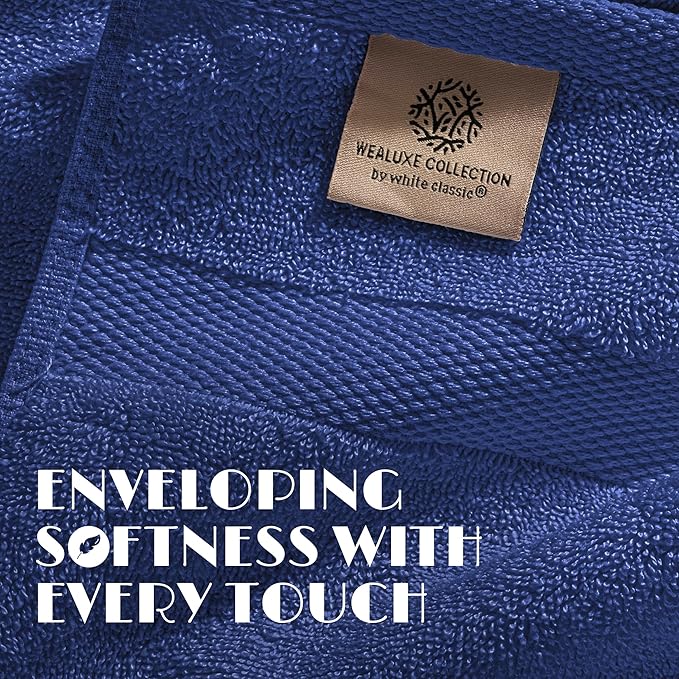 White Classic Navy Hand Towels for Bathroom Cotton Hand Towel Bulk for Gym