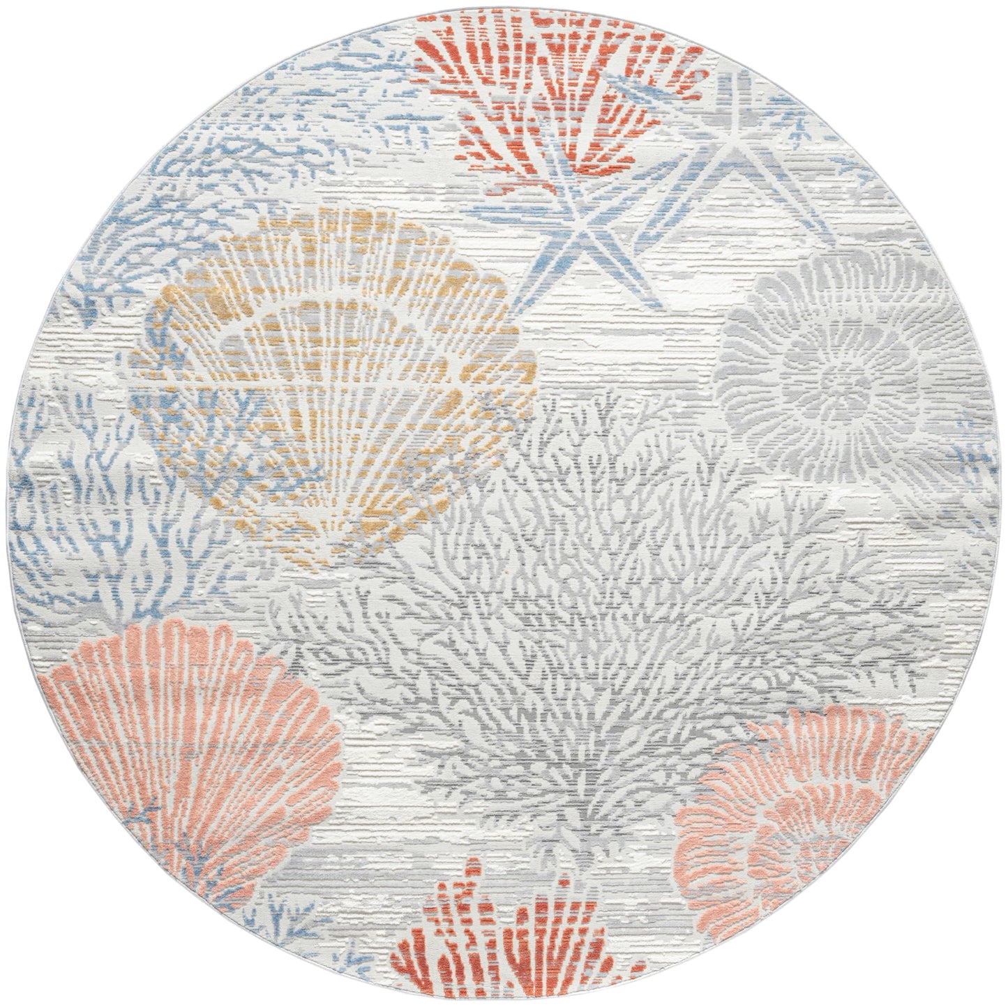 Nourison Home Pompeii Multicolor 7'10" x Round Area Rug - Easy Clean, Non Shedding, Bed Room, Living Room, Dining Room, Kitchen (8' x Round)