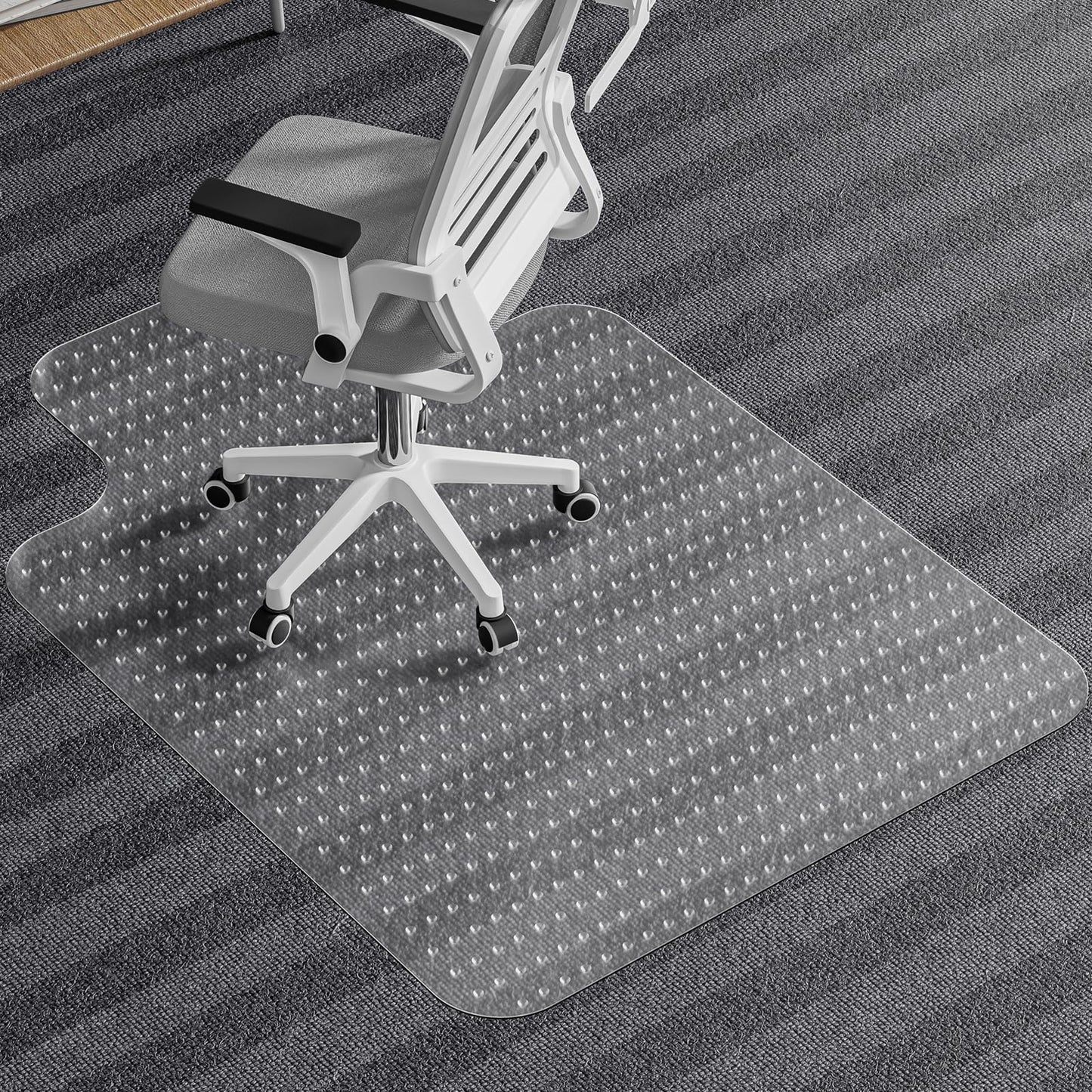 Tonaus Office Chair Mat for Carpet, 48"×36" Desk Chair Mat T-Shape Carpet Protector Mat for Office Chair, Transparent 2.2mm Thick T-Shape Floor Protection for Low Pile Carpets with Non-Slip Studded