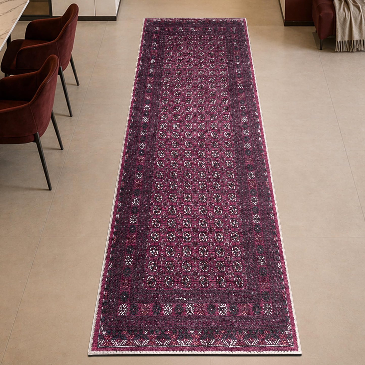 Keen Home Design 30"x84" Rug - Machine Washable Runner Rug with Non-Slip Backing, Ideal for Hallway, Entryway, Kitchen, Laundry Room - Vintage, Easy Clean, Durable, Low Pile Rug - (2'6" x 7')