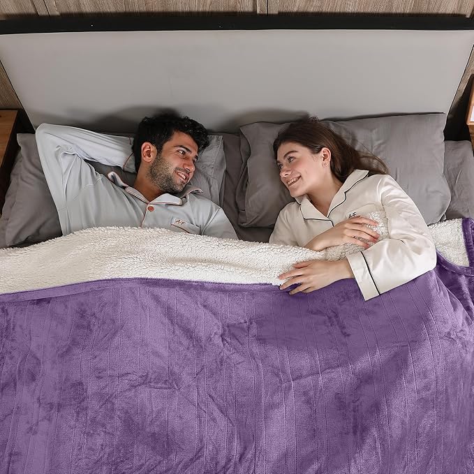 Heated Blanket Electric King Size, Soft Heated Electric Blanket, Machine Washable Heated Blanket with Dual Control 5 Heating Levels & 10 Hours Auto Off, Fast Heating, 100" x 90", Lavender Violet