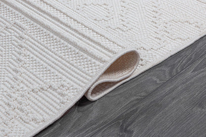 Luul Home Micro Loop Indoor Rug White 5x7 Boho Geometric Neutral Area Rugs for Living Room Soft Luxury Modern Low and High Pile Durable Stain Resistant Non-Shedding Indoor Area Carpet 5 x 7