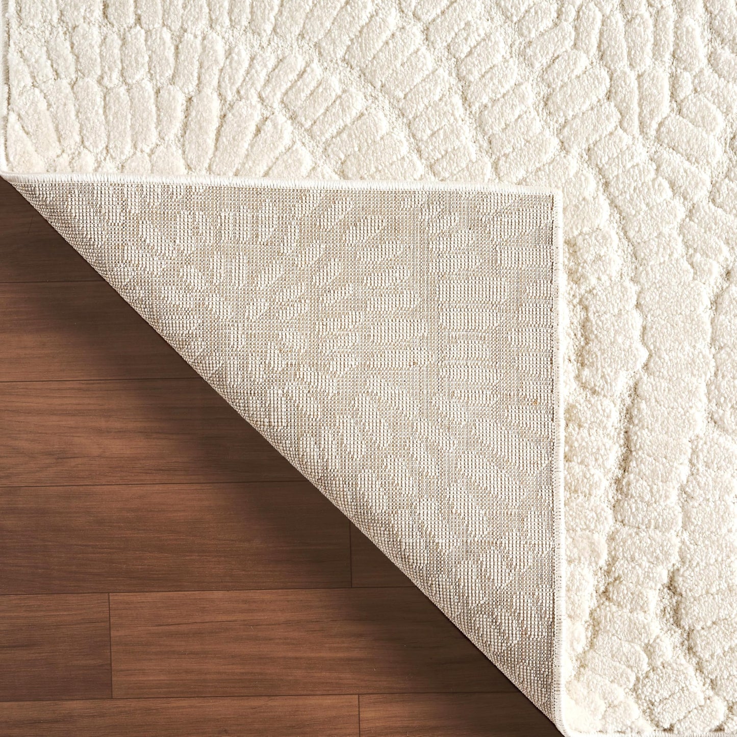 Abani Cozy Cream Area Rug for Living Room, Bedroom - Textured Floral Circle Pattern - 5' x 8' - Durable & Easy to Clean