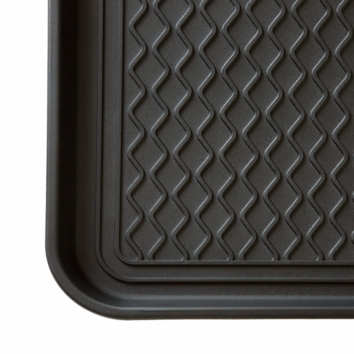 All-Weather Indoor/Outdoor Mat for Boots - Weather-Resistant Hard Plastic Shoe and Boot Tray with Raised Edge by Stalwart (Black, MEDIUM)