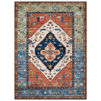 Lahome Boho Machine Washable Rugs - 5x7 Area Rugs for Living Room Non-Slip Oriental Throw Bedroom Rug Ultra-Thin Large Office Dining Room Rug Accent Floor Carpet for Kitchen Laundry Room Adelyn