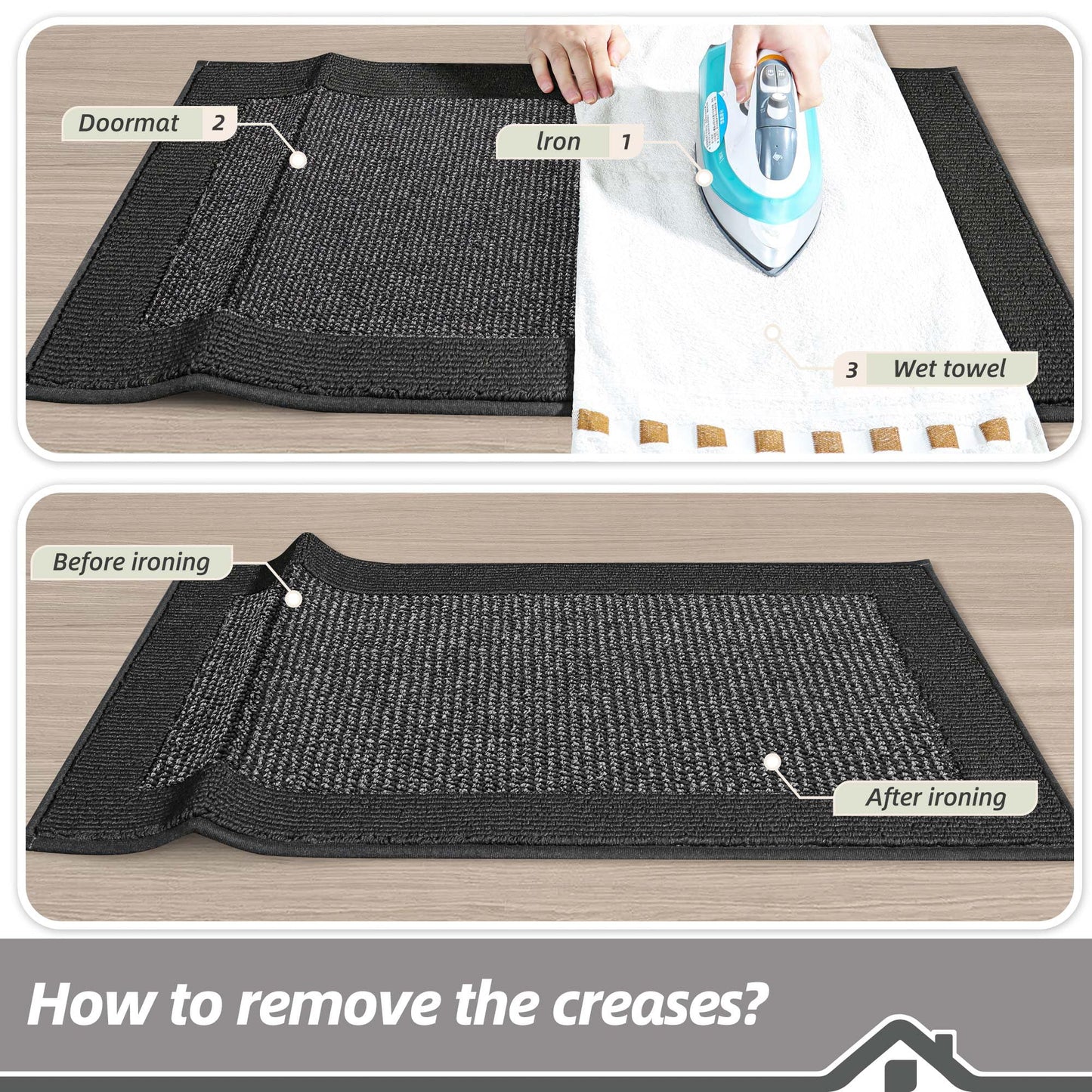BEQHAUSE Indoor Door Mat 32" x 48", Dirt Trapper Door Mats Non-Slip Entryway Rugs Washable, Trap Dirt Absorbent Welcome Mat, Low Profile Floor Mats for Front Back Door and Entryway, Charcoal