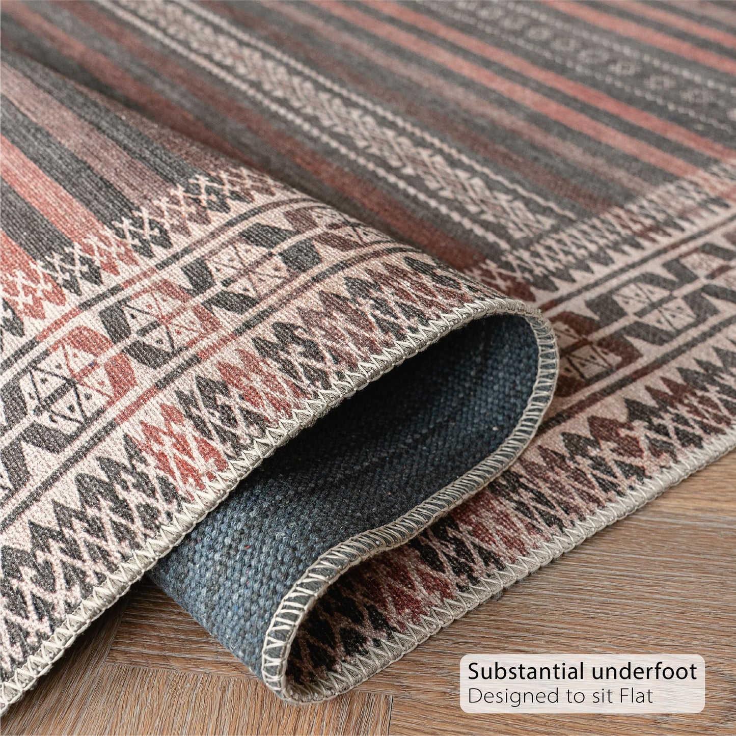 KNOTTING MATTERS Vibe Stripe 10’ x 10’ Square Area Rug – Sand, Charcoal & Clay Heritage Flatweave, Low-Pile – Easy Clean Area Rug – Perfect for Living Room, Dining Room, Bedroom – Pet & Kid Friendly