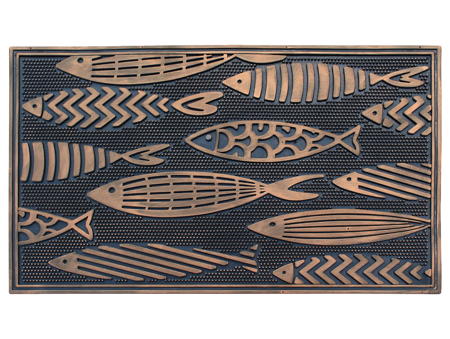 A1HC Rubber Welcome Doormat for Outdoor Indoor Entrance, Non-Slip Backing Front Door Mat for High Traffic Area Use, Fun Designed Entrymat, 18"x30" Nautical Fish