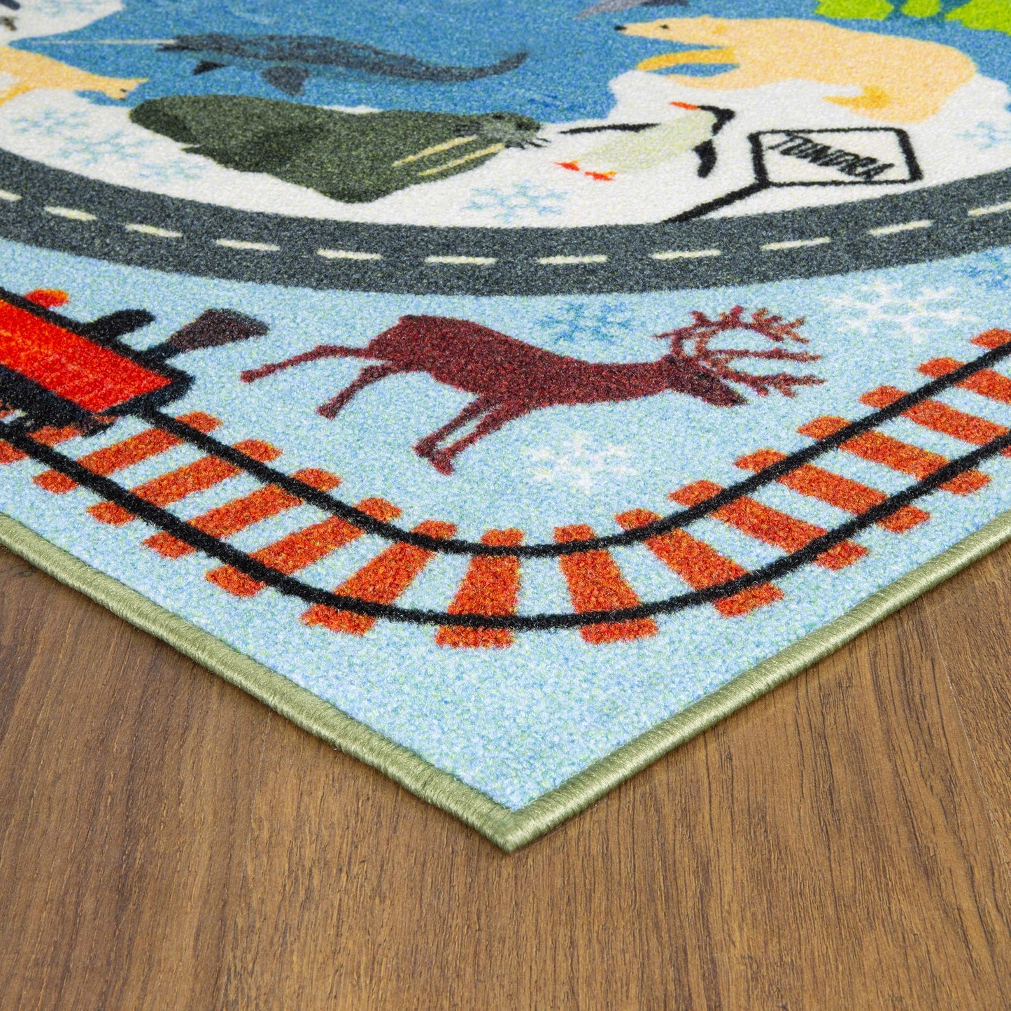 KC Cubs: Educational Rug: Animal Safari Road Map - 8x10' Playmat -Interactive Toy Car Route, Activity Area Carpet, Bedroom-Classroom, Baby-Toddler-Kid