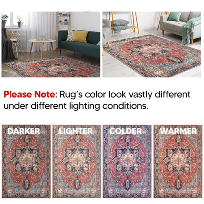Keen Home Design 3x5 Rug - Machine Washable Entry Rug with Non-Slip Backing, Ideal for Enteryway, Kitchen, Bathroom, Laundry Room - Vintage, Easy Clean, Durable, Low Pile Rug - (3' x 5')