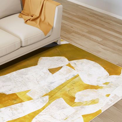 Empire Art Direct White Items Washable Abstract Art Area Rug Size 5'x8', Power-loomed, Heavenly Softness with Non-Slipping Backing