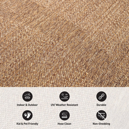 Rugshop Abstract Indoor Outdoor Flat Woven Area Rug,Natural Jute-Style,Easy-Care Patio Rug for Backyard Porch Deck Balcony, 6'6" x 9' Natural/Jute