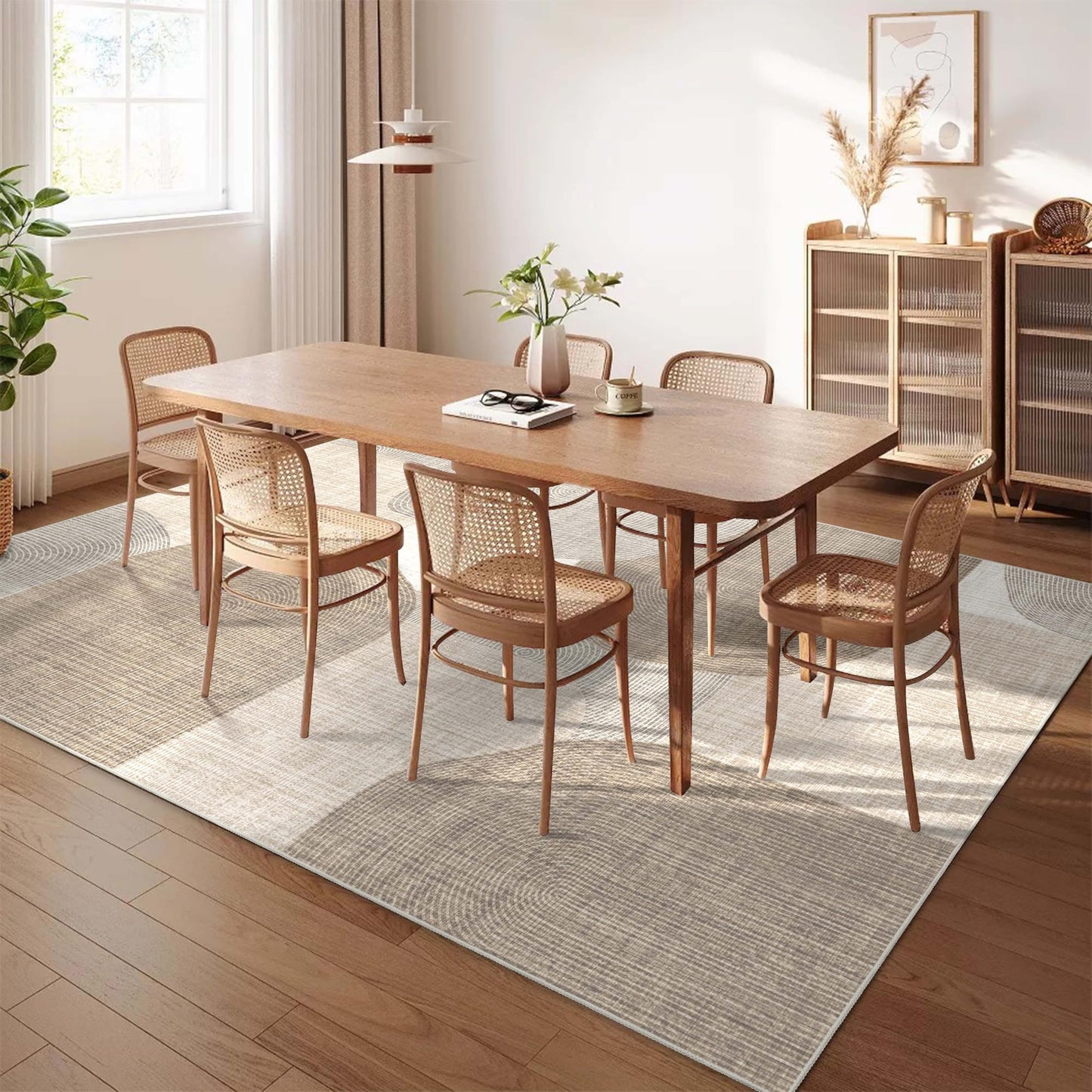 Castage 5x7 Area Rugs Modern Washable Rug for Living Room Bedroom,Large Boho Abstract Geometric Non Slip Carpet for Office Dining Room Farmhouse,Beige