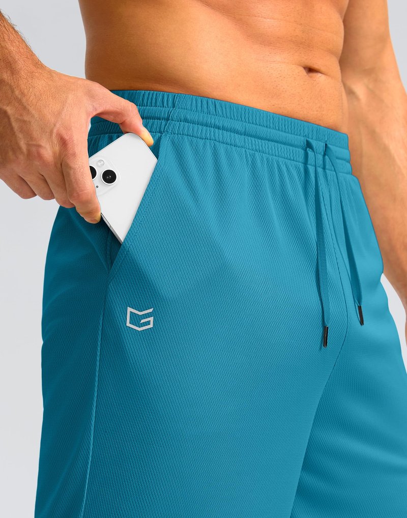 G Gradual Men's Athletic Shorts with Pockets 9" / 11" Long Basketball Shorts Lightweight Quick Dry Gym Workout Shorts for Men(Lake Blue,M)