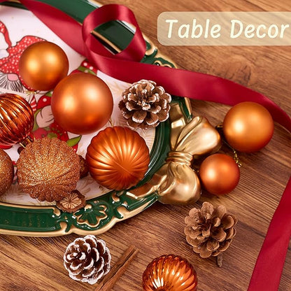 Christmas Tree Decorations Ornament Set for Fall Halloween, 50ct Orange Shatterproof Christmas Ball Ornaments Hanging Xmas Holiday Party Decor(1.57"-2.36")