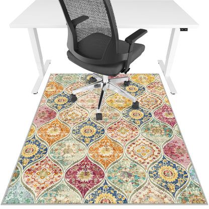 Office Chair Mat for Hardwood Floor & Tile Floor,36"X 48" Heavy Duty Desk Chair Mat for Hard Floors, Under Desk Rug for Rolling Computer Chair,Anti Slip,Low Pile Carpet Floor Protector-Multi