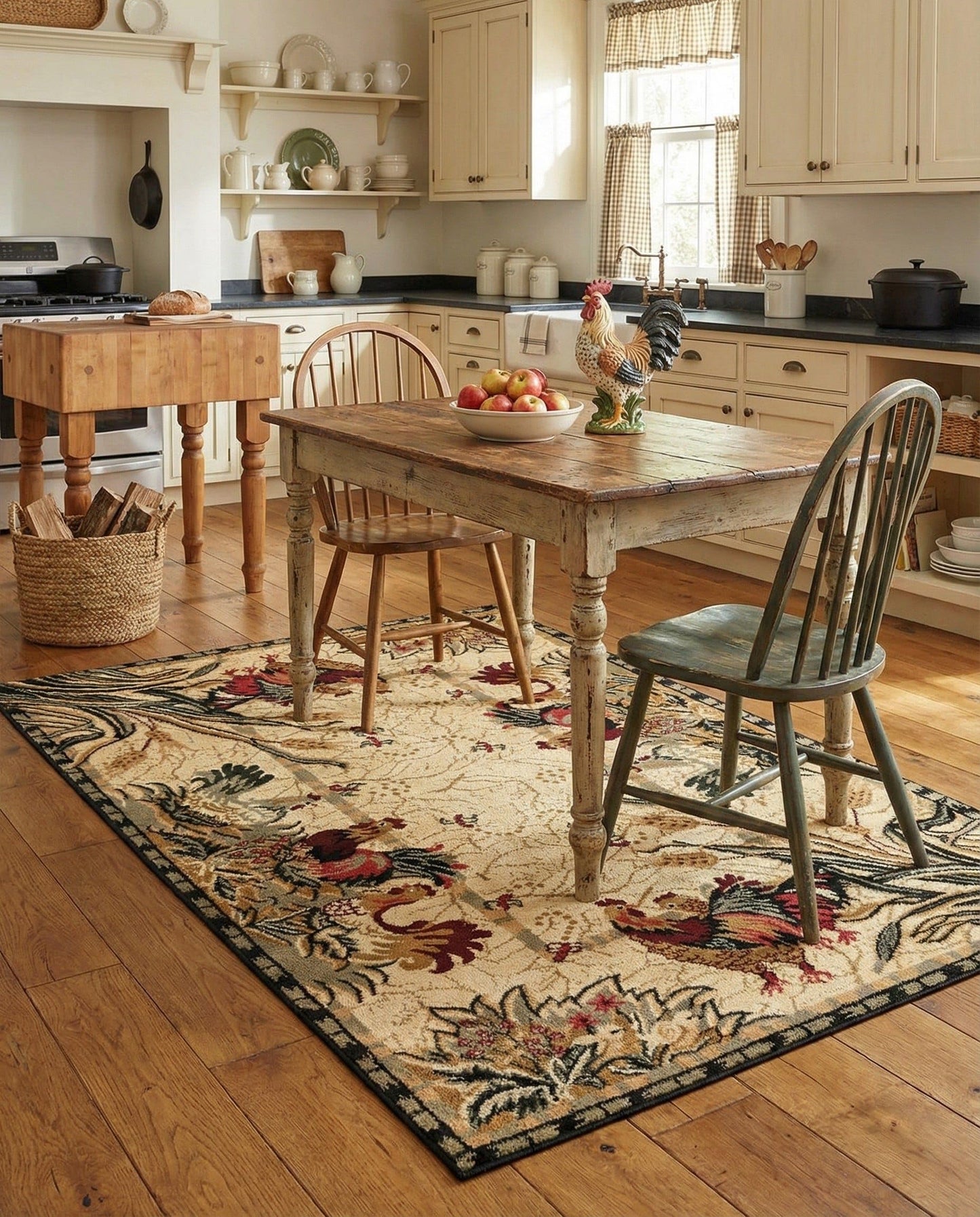 Rugs.com - Pastoral Rug – 4' 1 x 6' 1 Cream Easy-Clean Stain-Resistant Rug – Rustic Country Style for Kitchens, Entryways, and Dining Rooms
