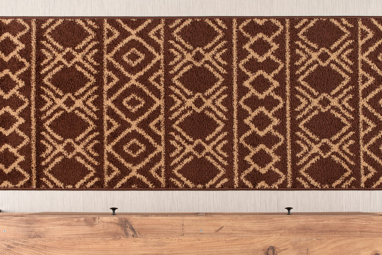 Custom Length, Non Slip Southwest Native American Pattern Carpet Runner Rug Mat for Entry Hallway Kitchen Laundry, 26 inch x 7 feet, Brown