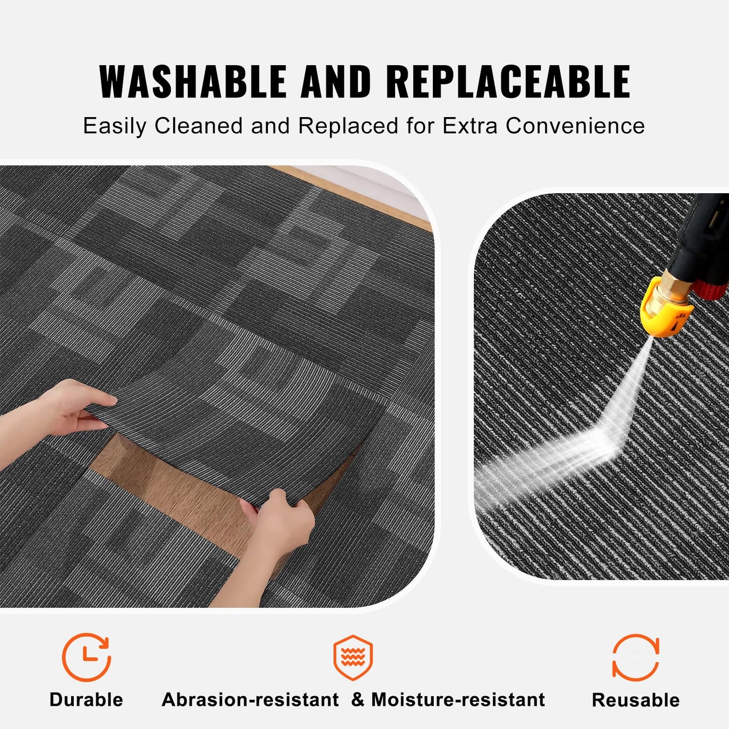 VEVOR Carpet Tiles Reusable, 24 PCS, 24"x 24", Squares Soft Padded Carpet, Carpet Floor Tiles Easy DIY for Bedroom Living Room Indoor Outdoor (Mixed Gray, 96 sqft/Box)