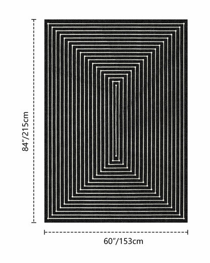 Latte&Fog 5x7 Area Rugs for Living Room Bedroom, Modern Abstract Washable Rug, Boho Non Slip Low Pile Carpet for Indoor Dining Room, Office, Dorm, Classroom, Farmhouse and Kids Room - Indigo Black
