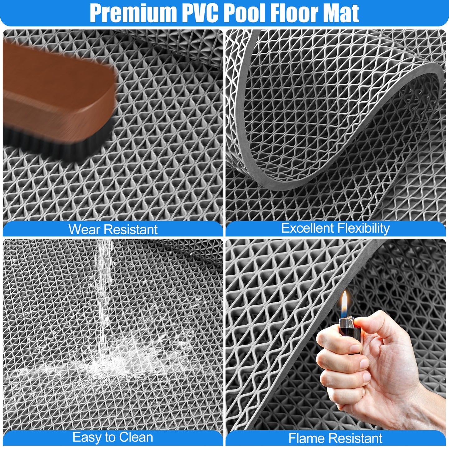 Drainage Mat Roll, Non Slip PVC Pool Floor Mat for Wet Area Outdoor Indoor