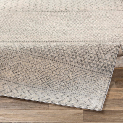 Livabliss Area Rugs - 7x7 Hana Modern Moroccan Grey Square Rug for Living Room Bedroom - Gray White Ivory Geometric Stain Resistant Boho Carpet for Kitchen, Nursery and Home Office (6'7" Square)