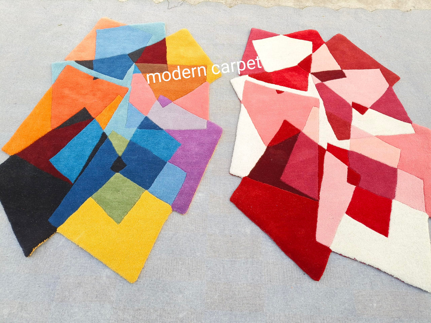 Irregular Shaped Throw Rugs Illusion Pattern Hand-Tufted 100% Wool Handmade Area Rugs 3X5 Ft Multicolor Elegant Hand Tufted Entryway Carpet (3x5 Feet)